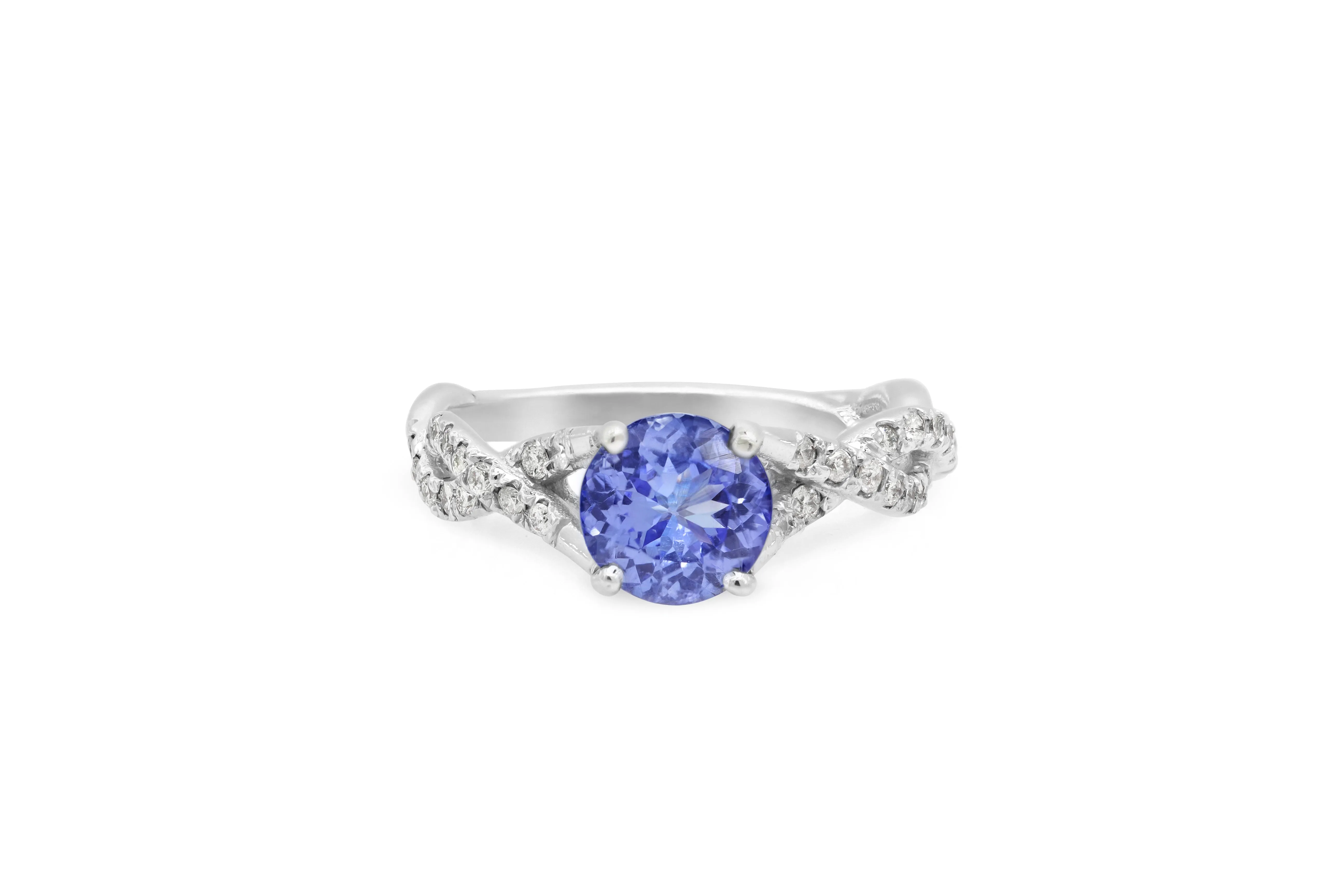 1.25 CT Tanzanite Diamond Ring 0.30 CT TW 14K White Gold TZR006