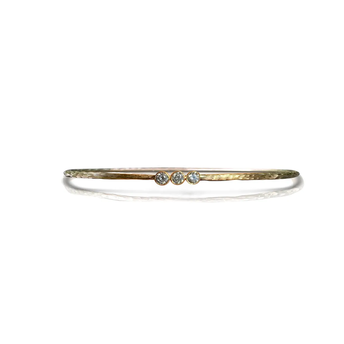 14K 3 Diamond Hammered Bezel Bracelet