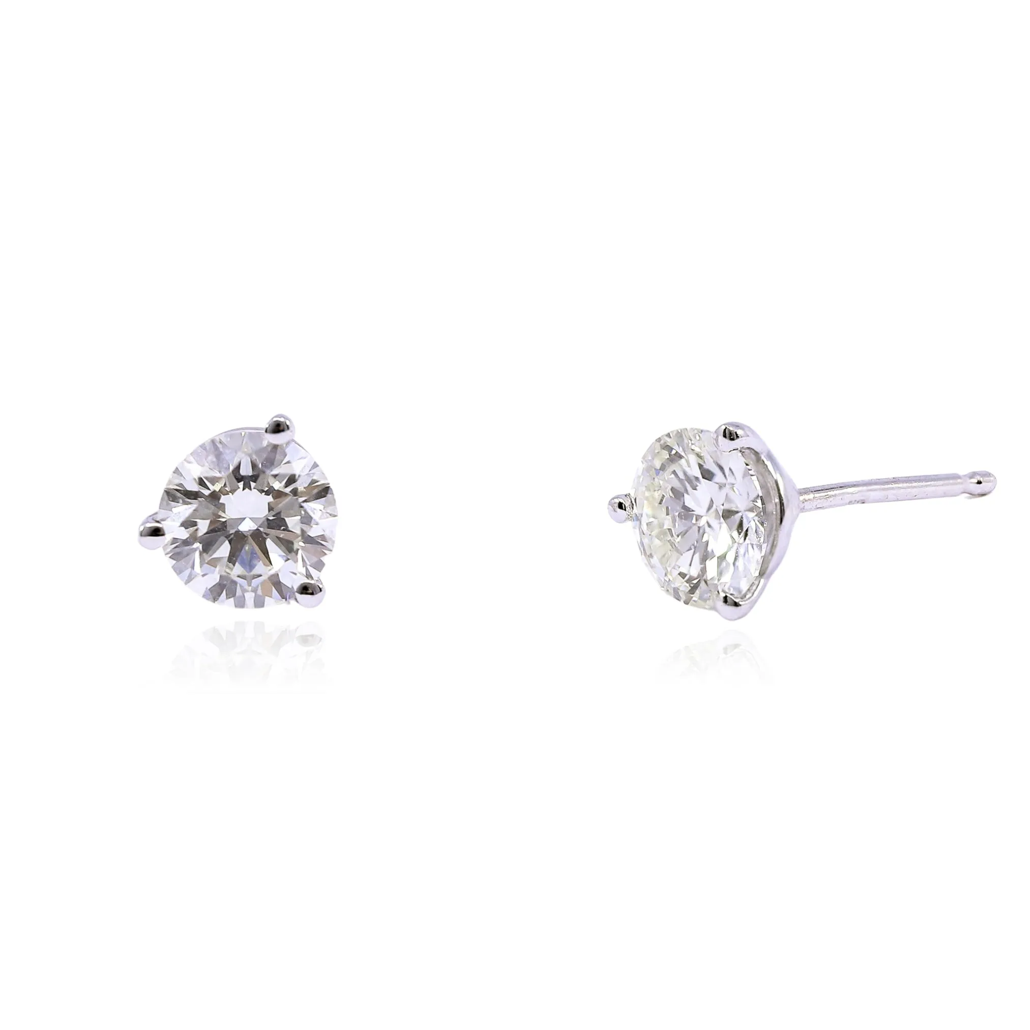 14K WHITE GOLD DIAMOND STUD EARRINGS - 1.25CTW