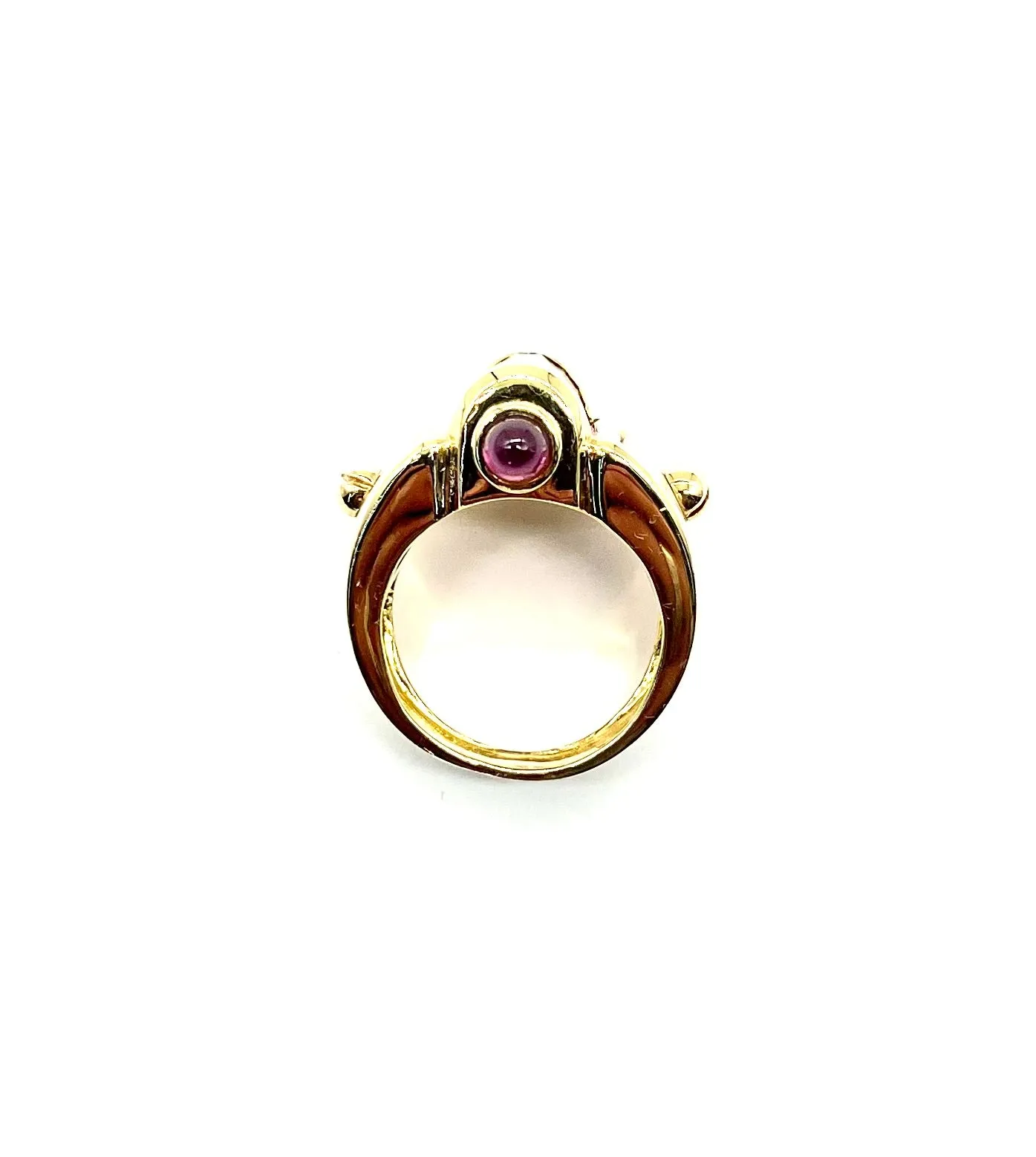 18k Faceted Amethyst and Mother of Pearl Ring