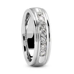 Adrian Men's Diamond Wedding Ring Round Cut Channel Set in Platinum By Mike Nekta NYC, 8MM