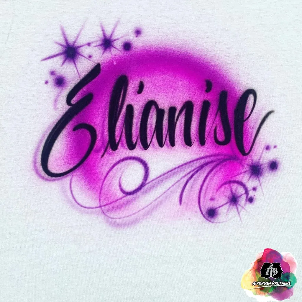 Airbrush Name With Swirls Shirt Design