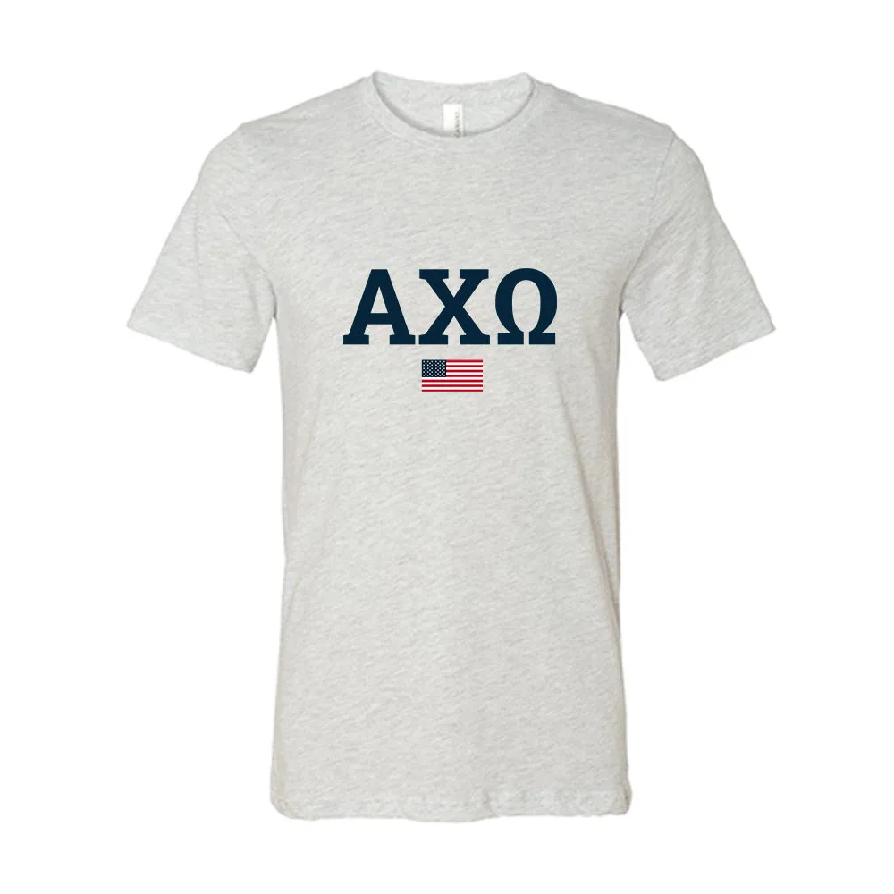 Alpha Chi Omega Heather Grey Usa T-Shirt