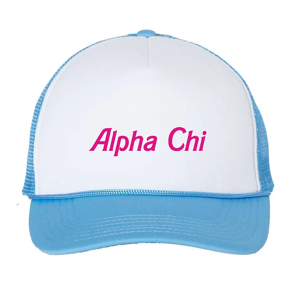 Alpha Chi Omega Pink Everything Trucker Hat