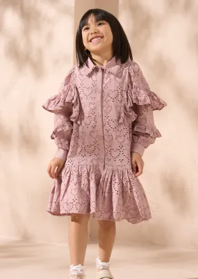 Amelie Orchid Broderie Shirt Dress