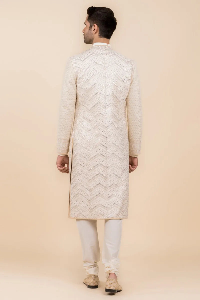 Angrakha Style Layered Sherwani