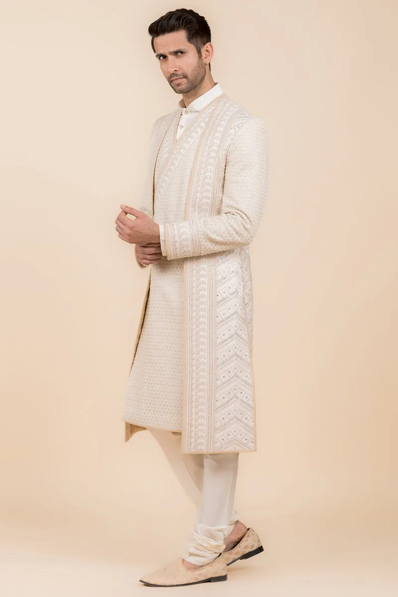 Angrakha Style Layered Sherwani