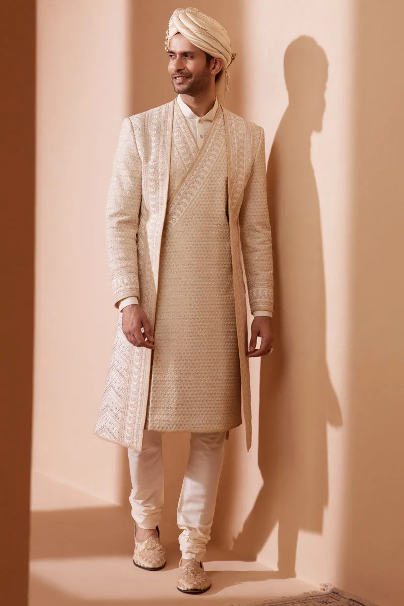 Angrakha Style Layered Sherwani