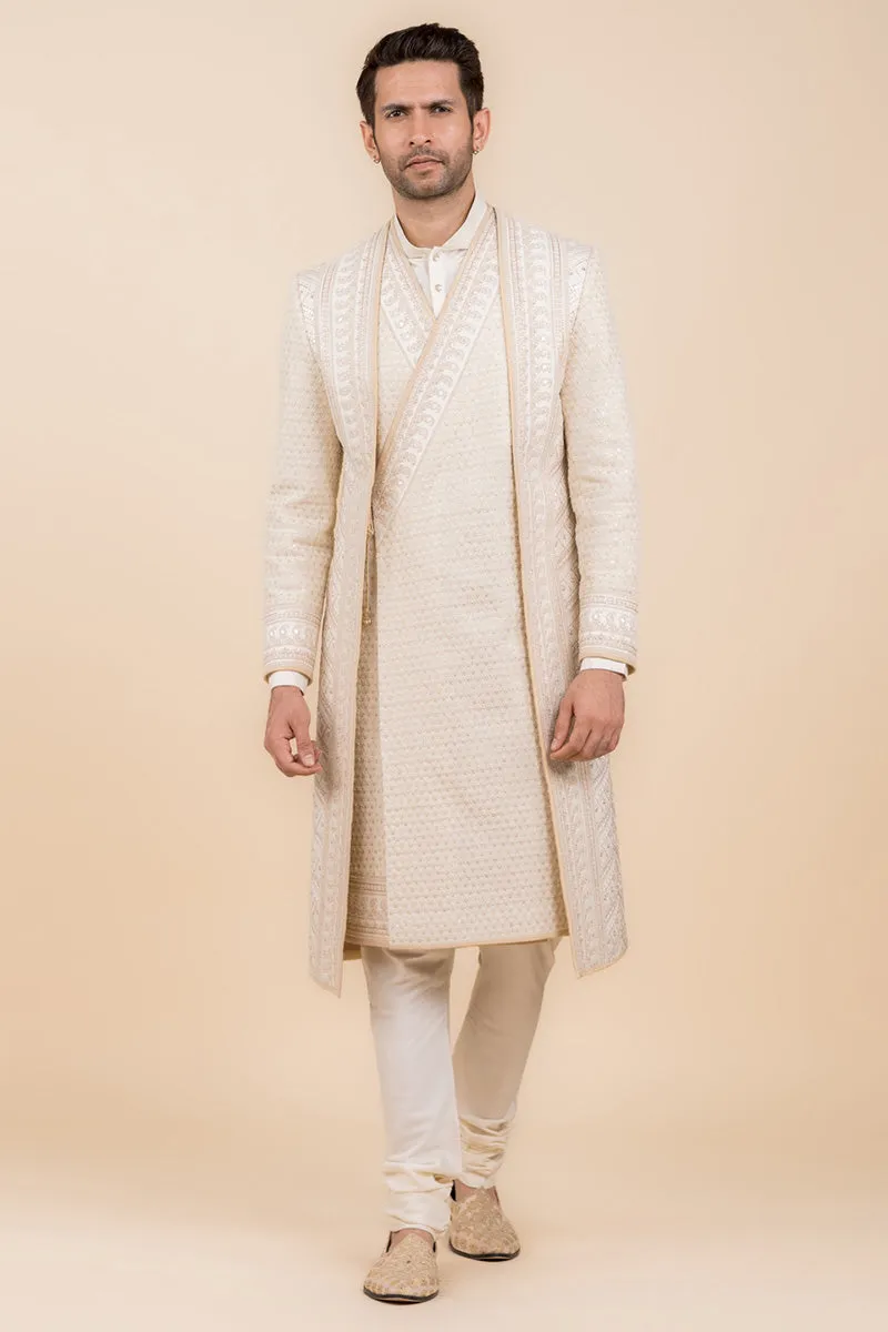 Angrakha Style Layered Sherwani