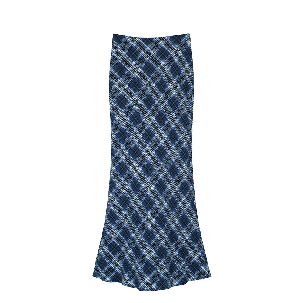 Annie Blue Plaid Maxi Skirt