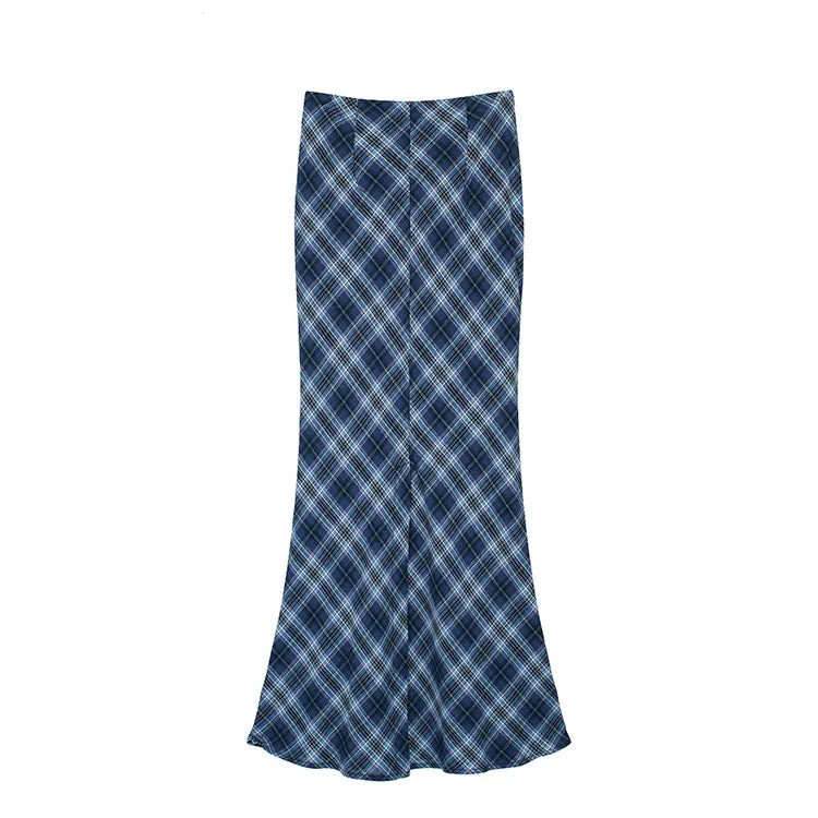 Annie Blue Plaid Maxi Skirt