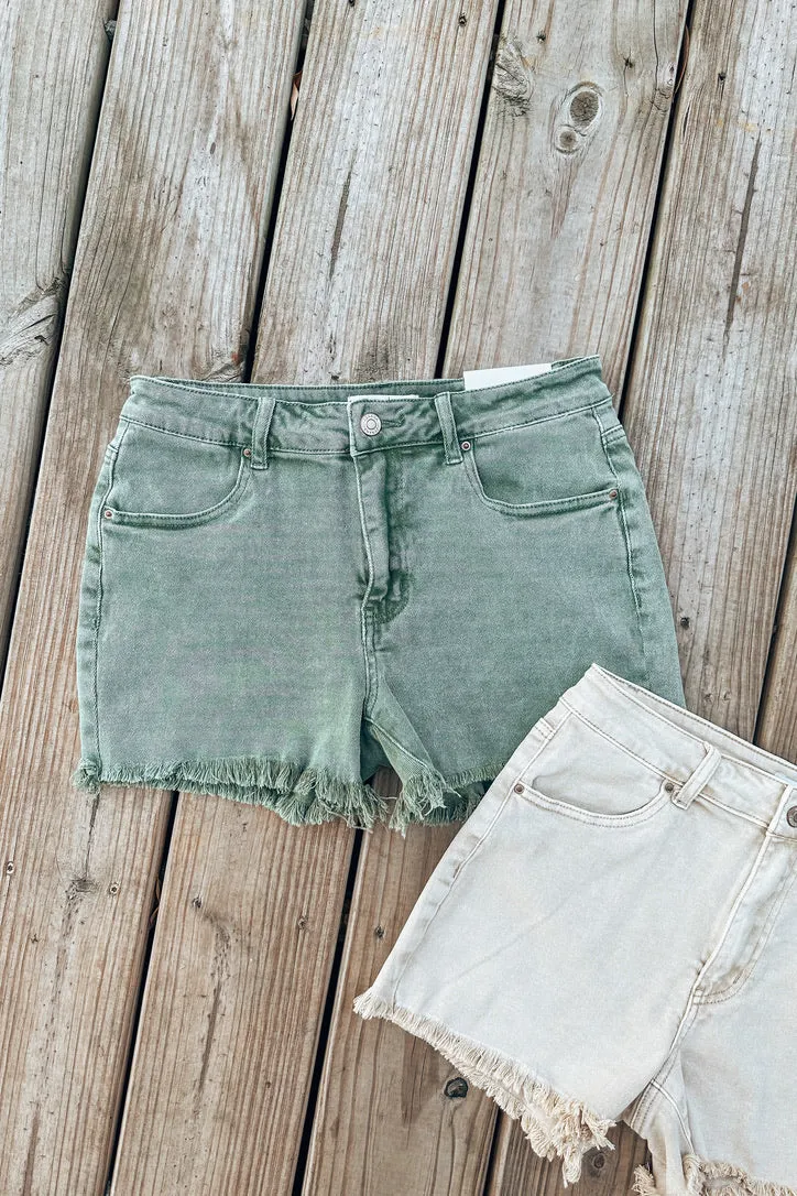 Aspen Acid Washed Frayed Shorts | TWO COLORS | FINAL SALE