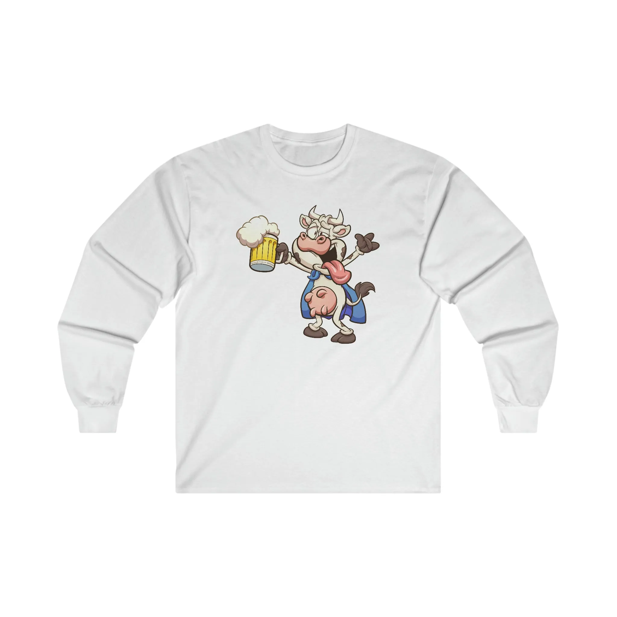 Beer Drinking Cow Long Sleeve Tee