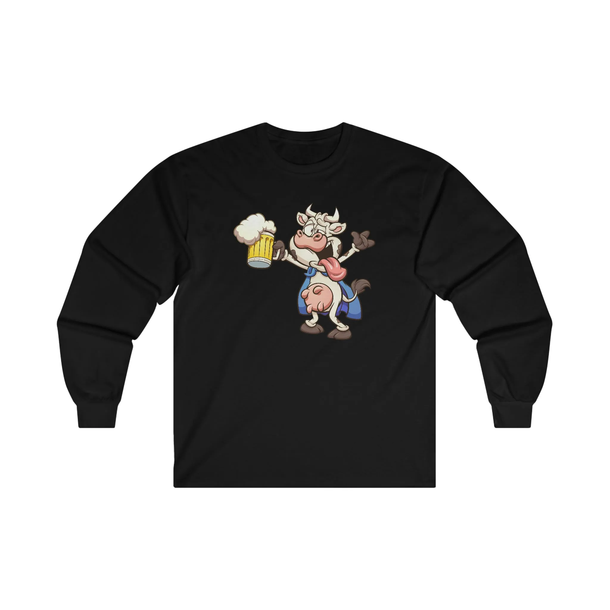 Beer Drinking Cow Long Sleeve Tee