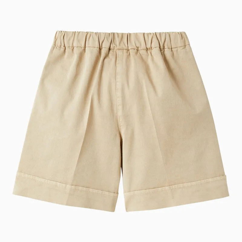 Beige Cotton Bermuda Shorts