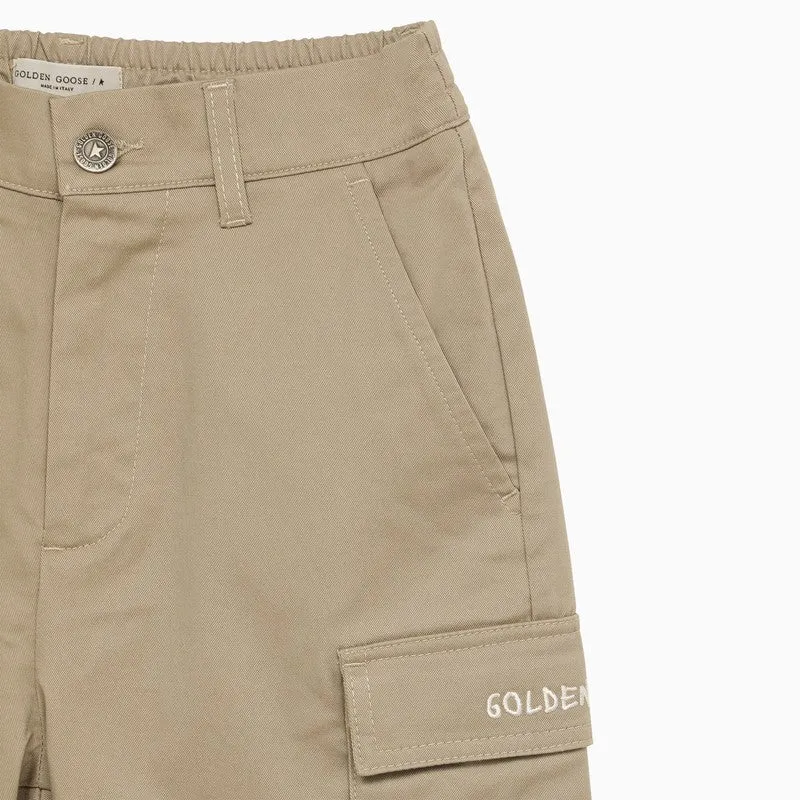 Beige Cotton Cargo Trousers