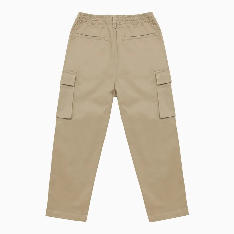 Beige Cotton Cargo Trousers