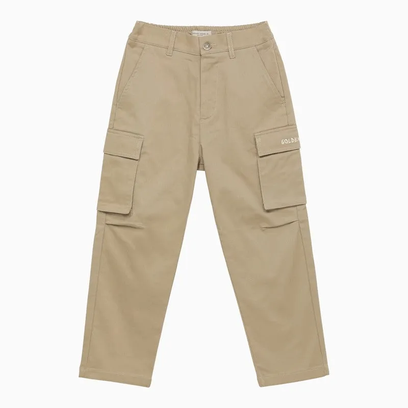 Beige Cotton Cargo Trousers