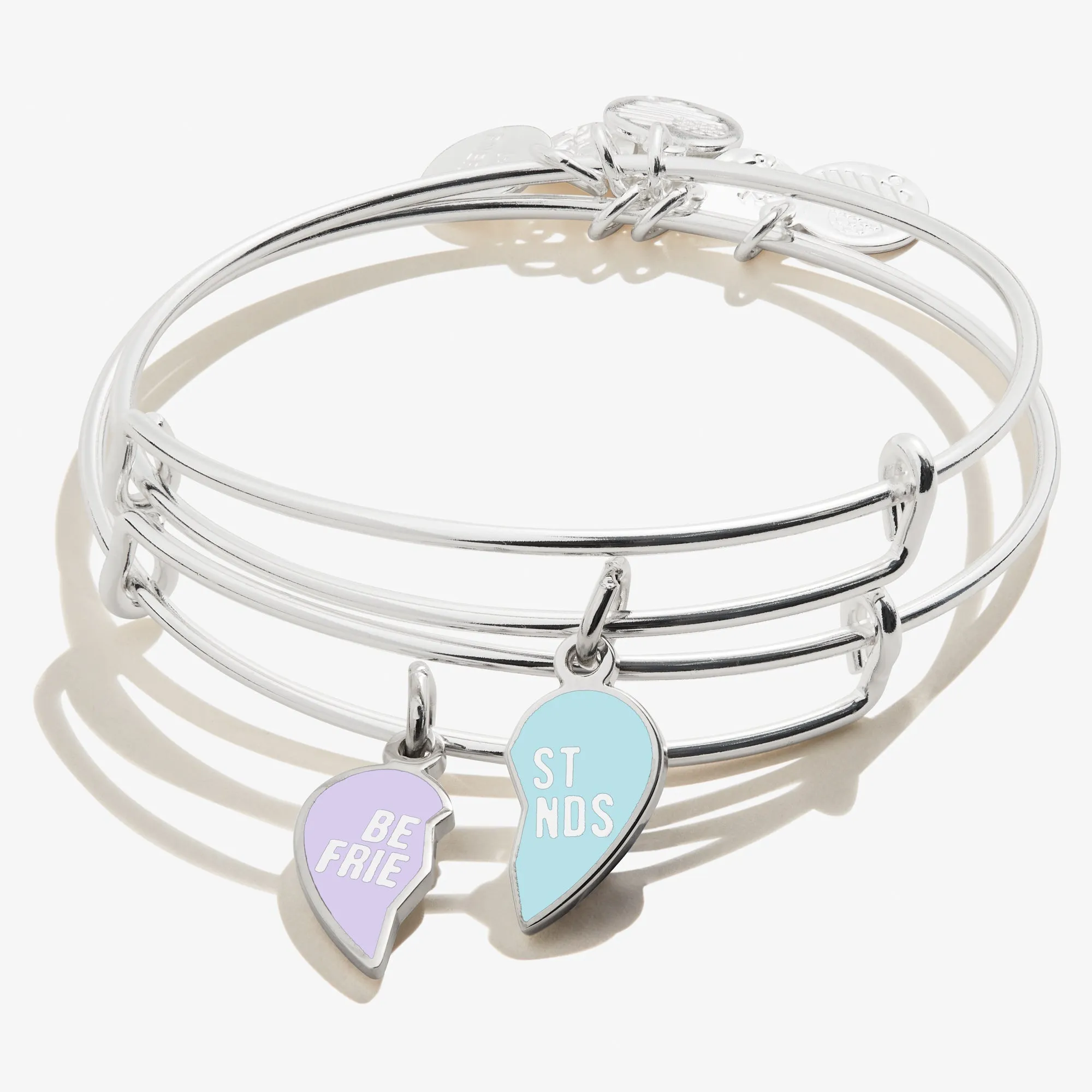 Best Friend Charm Bangles, Purple   Blue, Set of 2