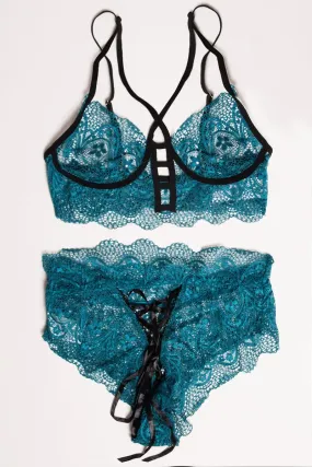 Blue Lace Lingerie Set