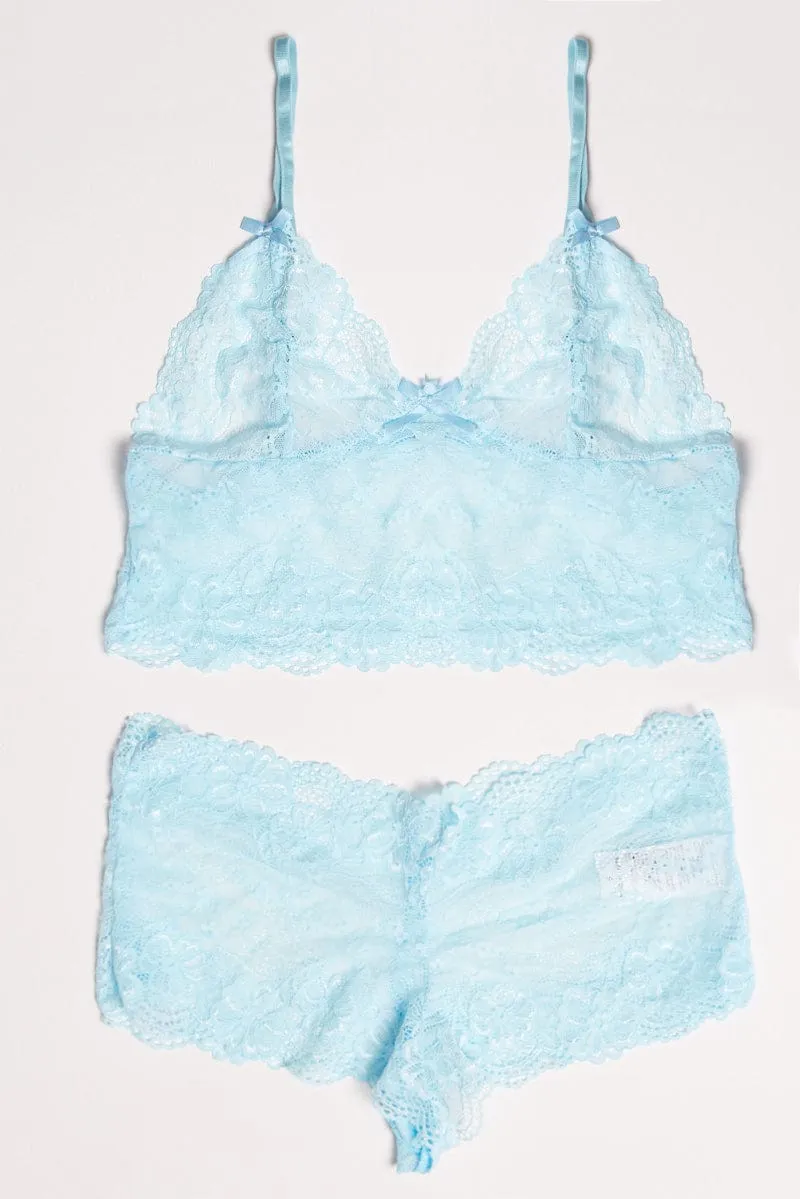 Blue Lace Lingerie Set