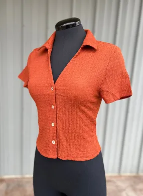 Burnt Orange Button Down Top