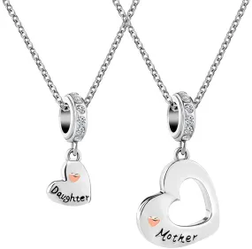 Charmsstory Mom Mother Daughter Heart Love Dangle Charm Beads for Snake Chain Bracelet