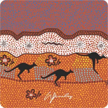 Cork Square Coaster Set with Aboriginal Designs