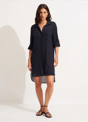 Crinkle Twill Beach Shirt - Indigo