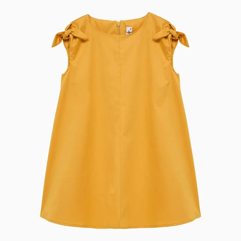 Curcuma Yellow Cotton Dress With Bows