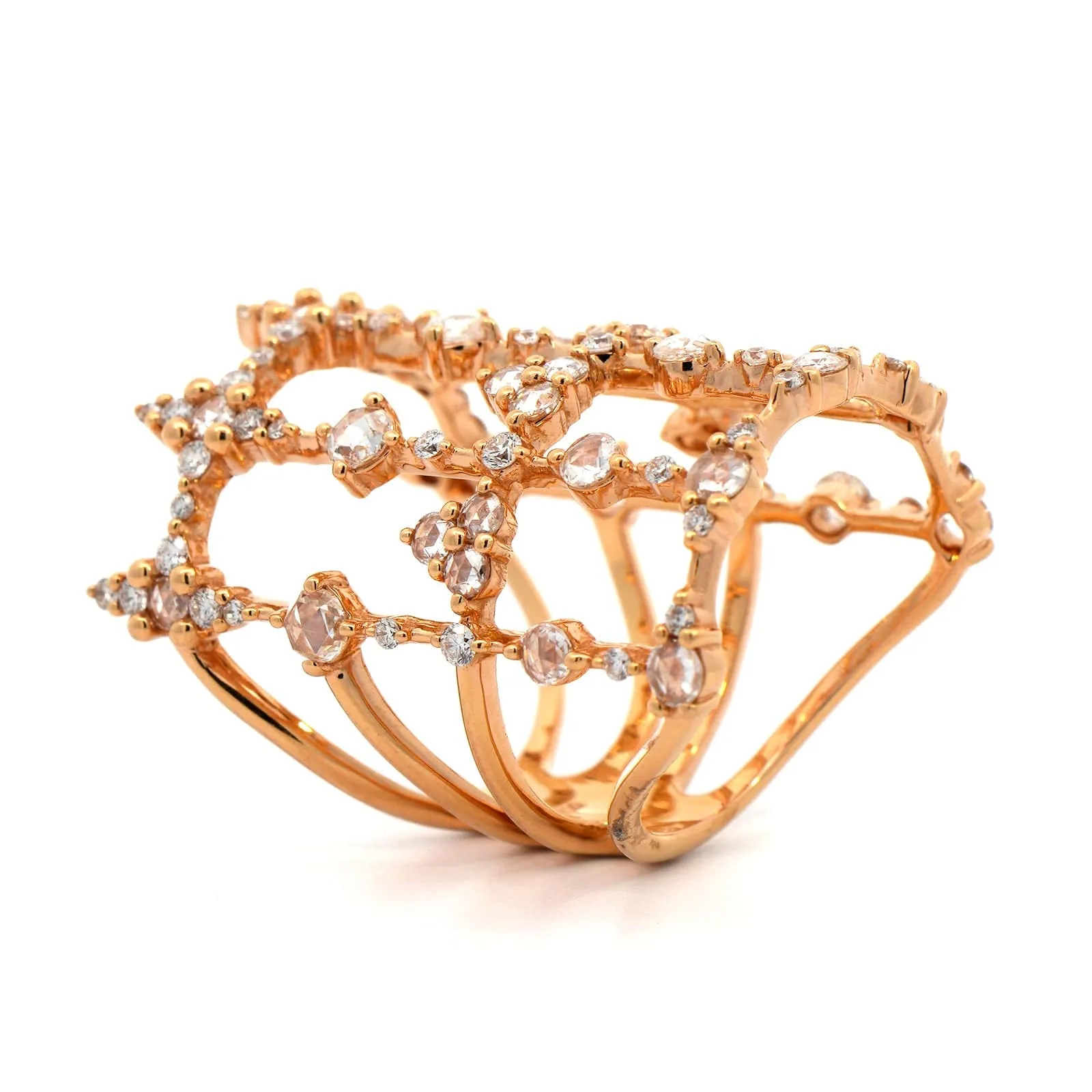 Etho Maria 18K Rose Gold Wide Lace Diamond Ring