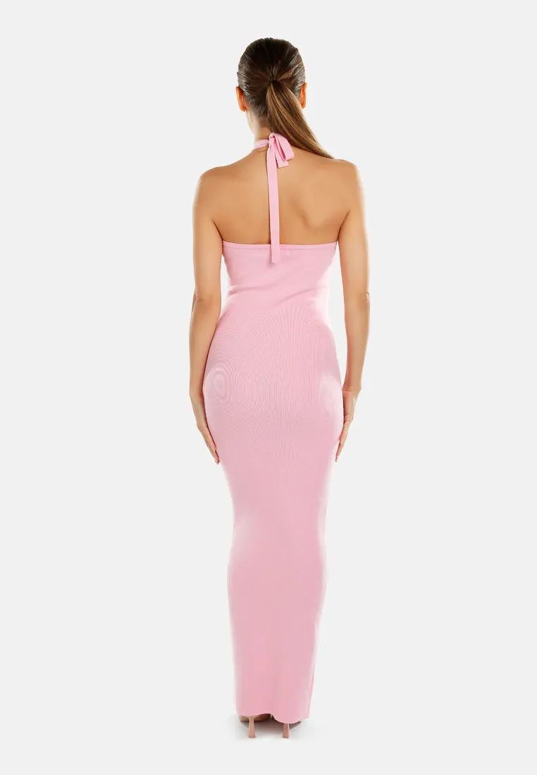 Halter Neck Bodycon Maxi Dress by RUW