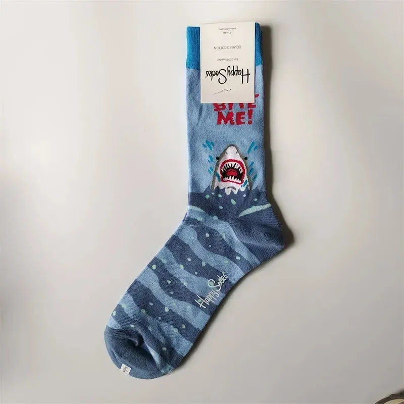 Happy& Funny Socks Men's Classic Crew Cotton Sports Socks