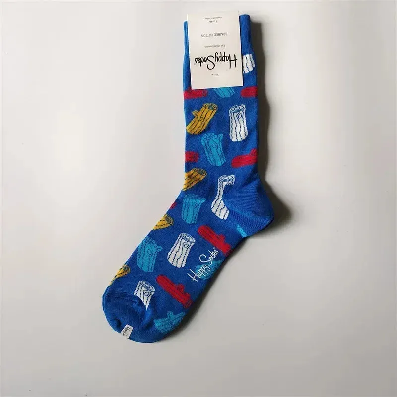 Happy& Funny Socks Men's Classic Crew Cotton Sports Socks