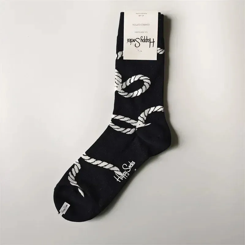 Happy& Funny Socks Men's Classic Crew Cotton Sports Socks