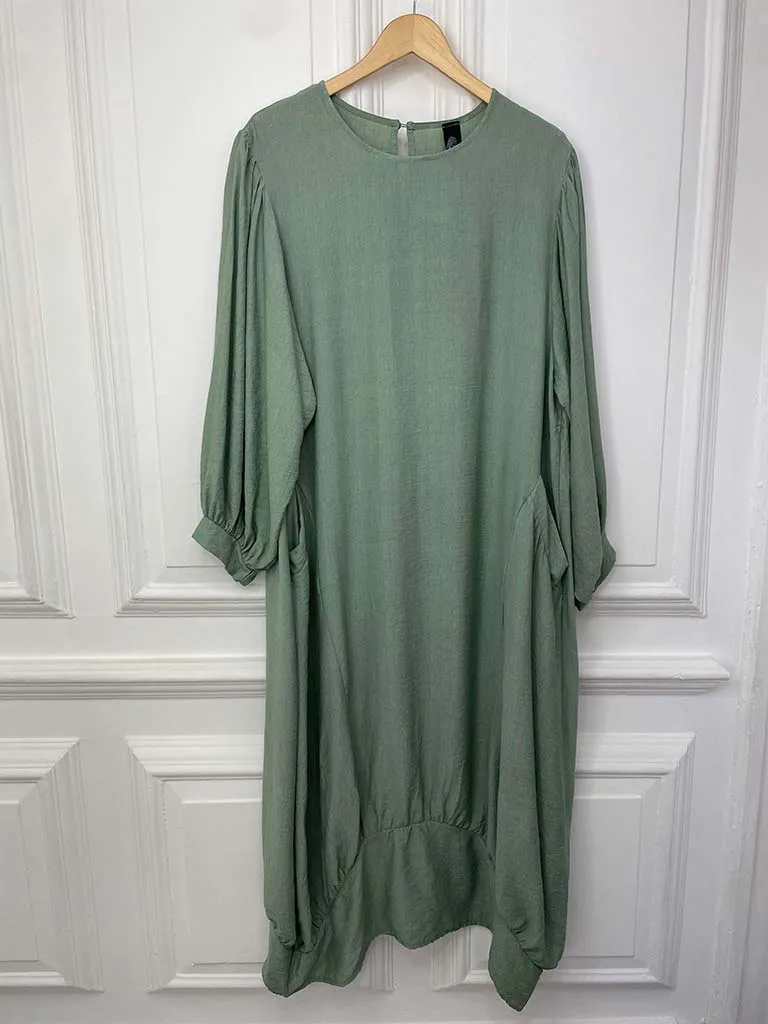 I.D Balloon Sleeve Pocket Maxi Dress - Sage