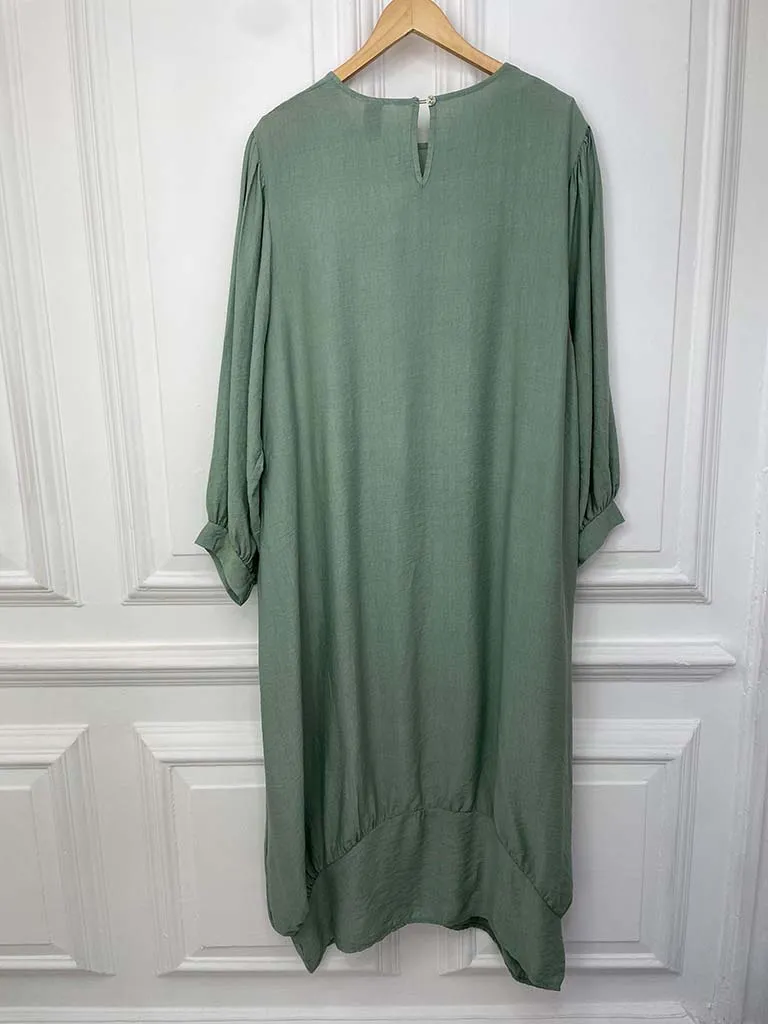 I.D Balloon Sleeve Pocket Maxi Dress - Sage