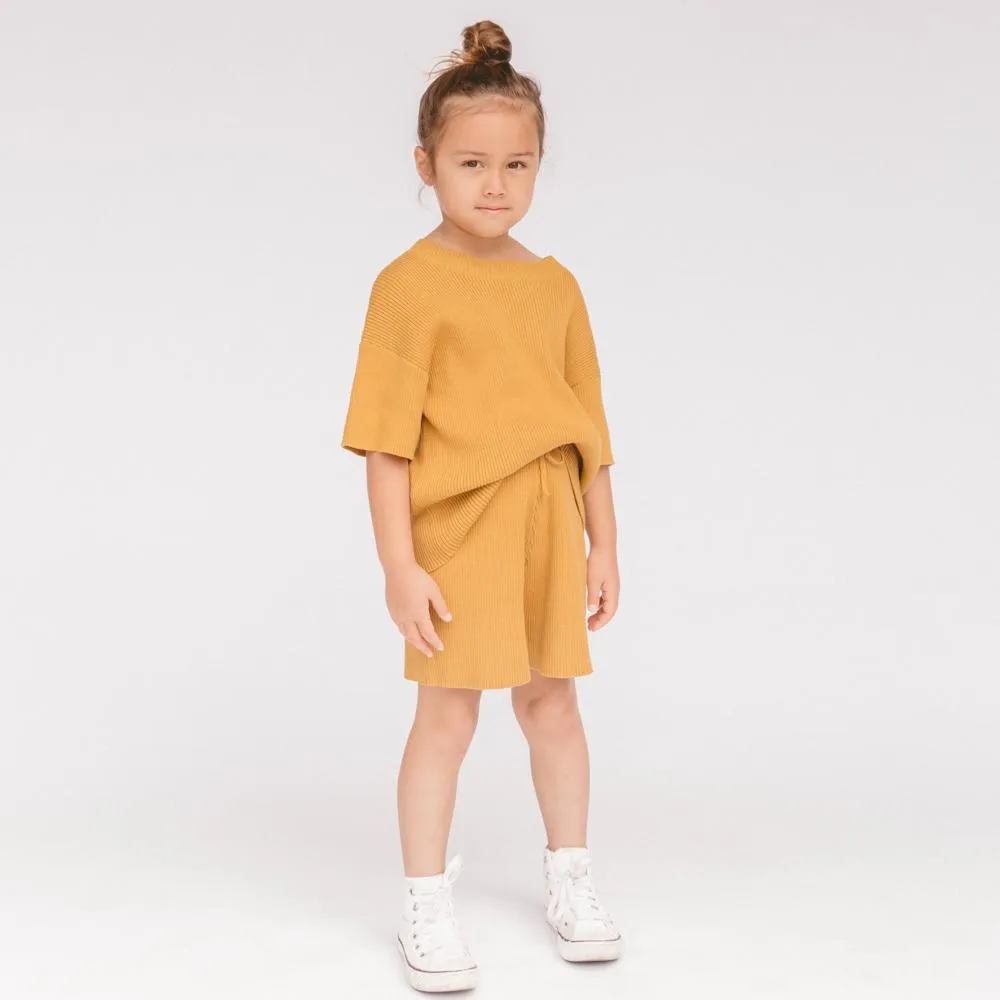 Kids Mini Summer Knit Set - Mustard