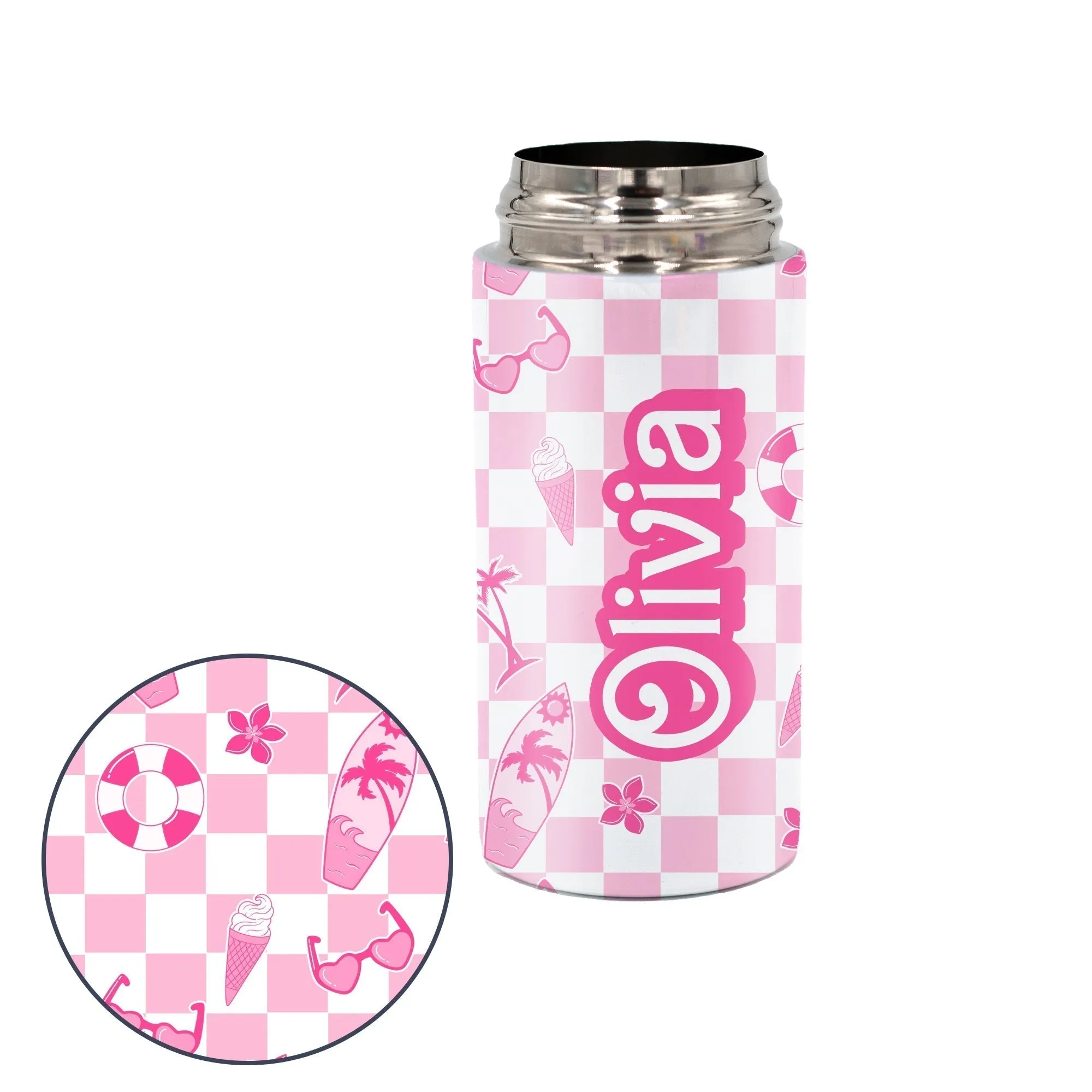 Kids Personalized 12 oz Water Bottle - Pink/Purple Lid