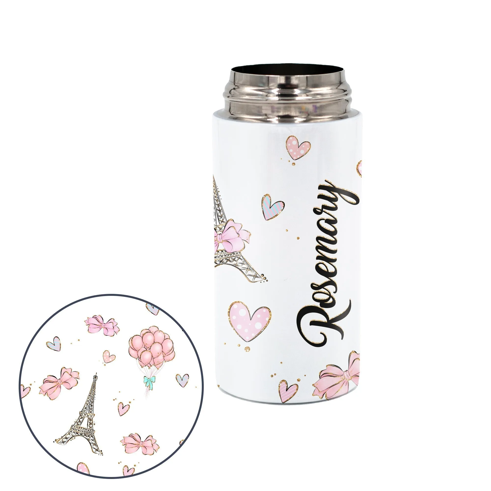 Kids Personalized 12 oz Water Bottle - Pink/Purple Lid