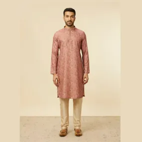 Manyawar Rust Bel Buti Patterned Kurta Set