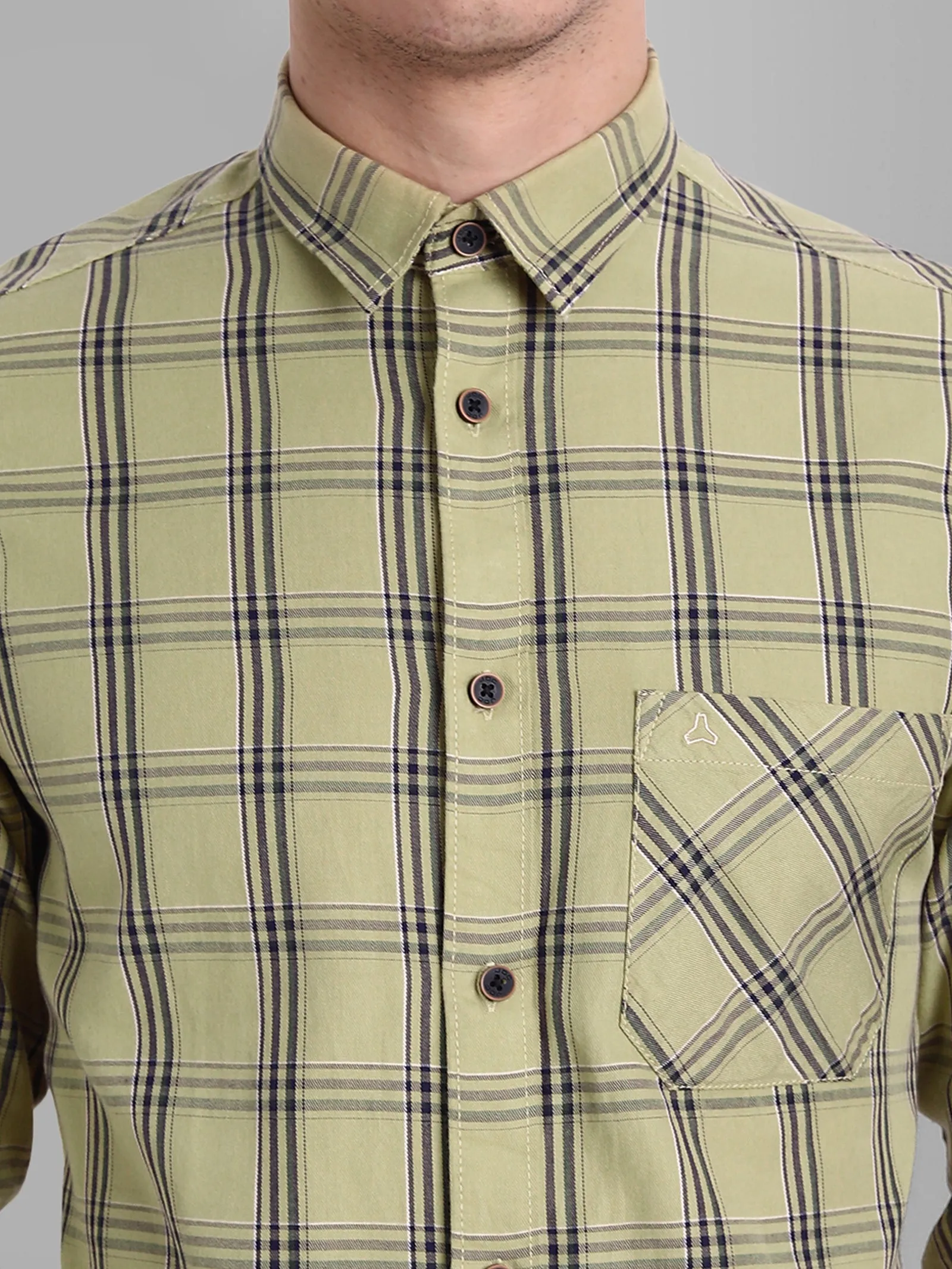 MEN'S BEIGE CHECKS SLIM FIT SHIRT