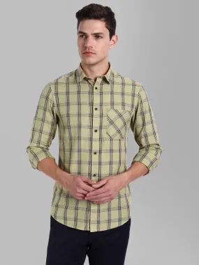 MEN'S BEIGE CHECKS SLIM FIT SHIRT