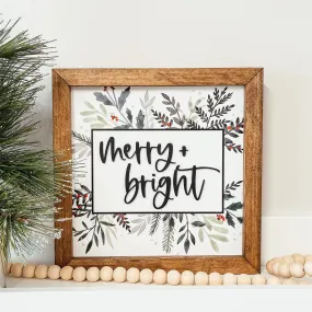 Merry   Bright 3D Framed Wood Sign (SALE)