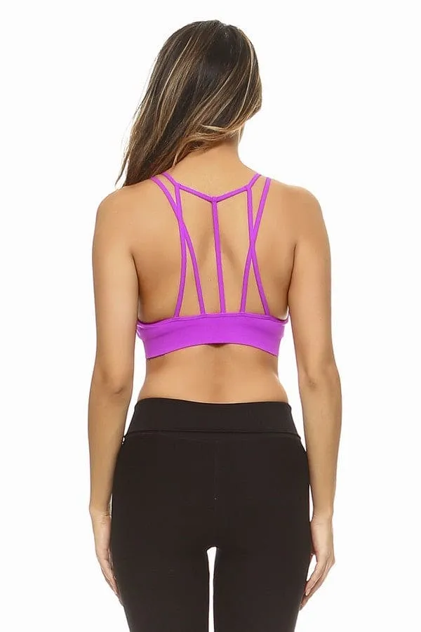 Multi Strap Sports Bra W/Front Mesh