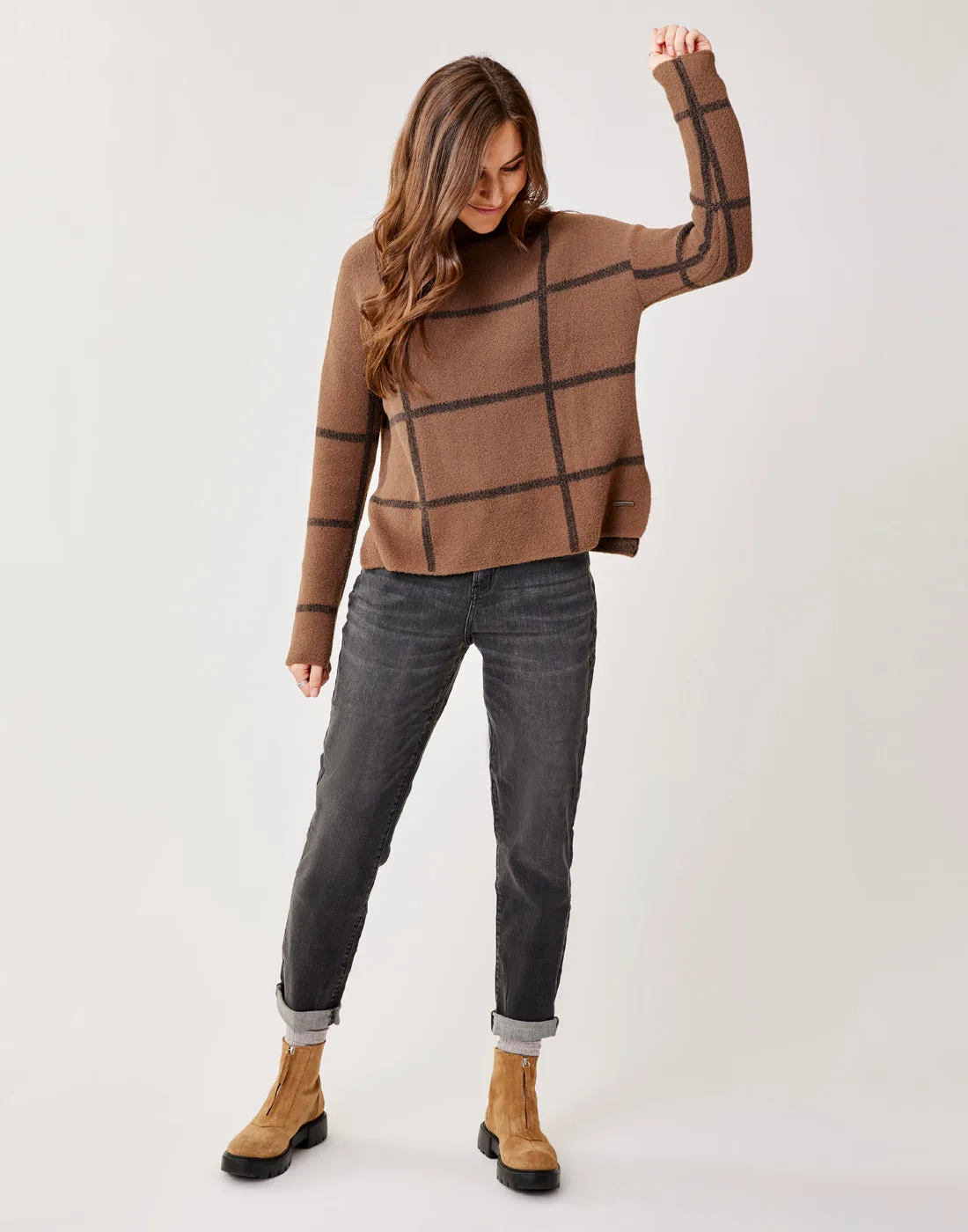 Olivia Plush Sweater: Dk. Brown Birdseye