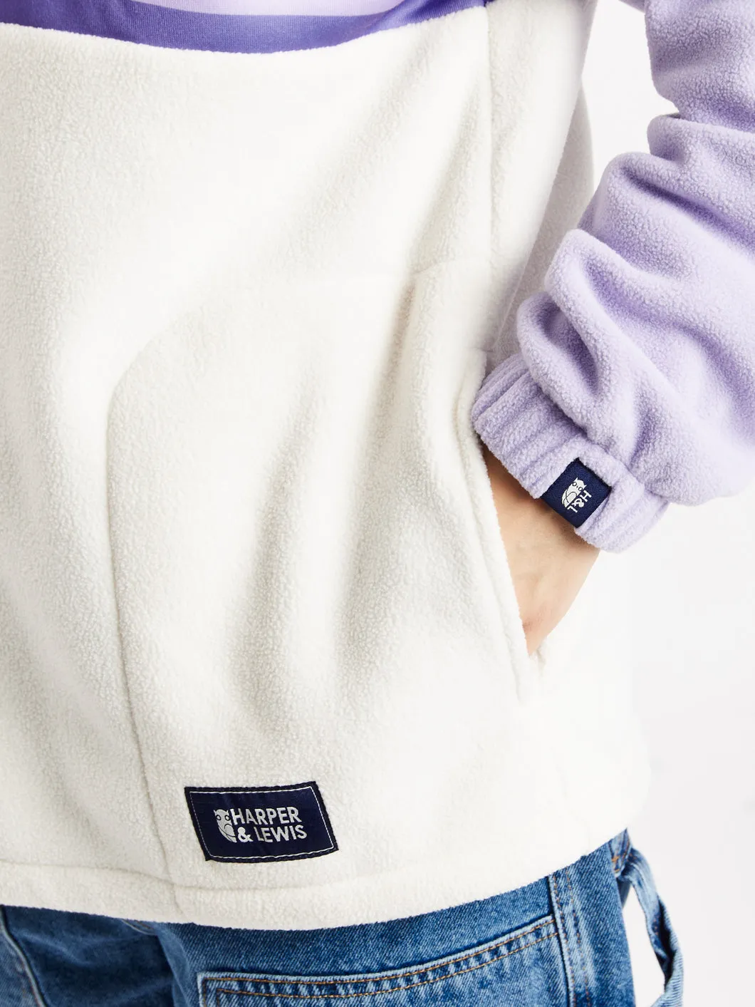 One Eighty 1/4 Zip Fleece Lavender & Cream