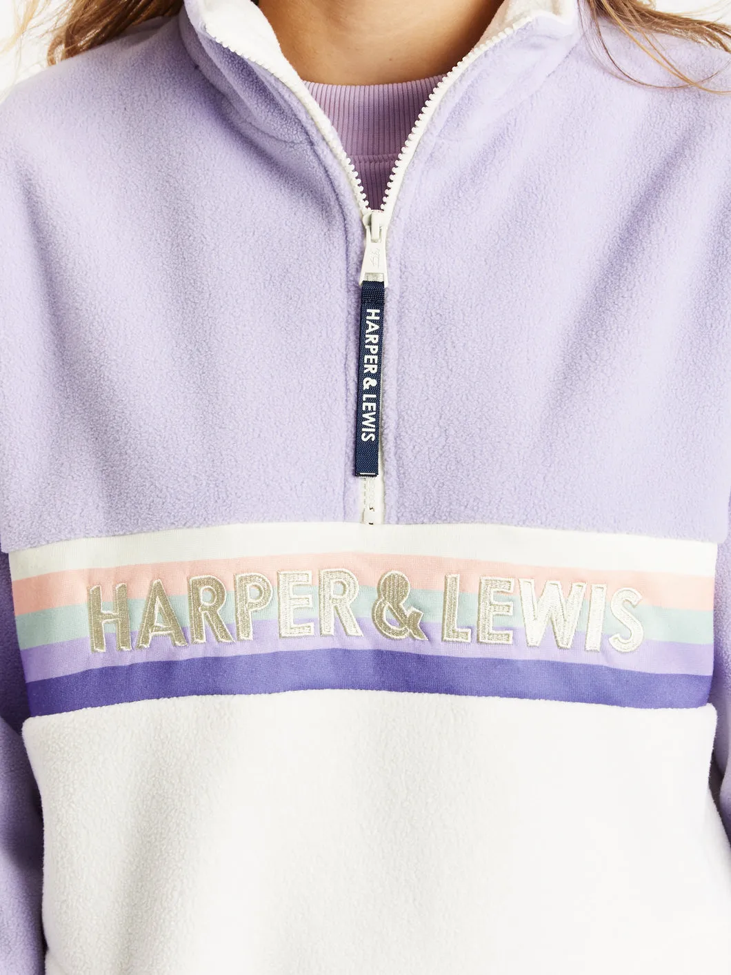 One Eighty 1/4 Zip Fleece Lavender & Cream