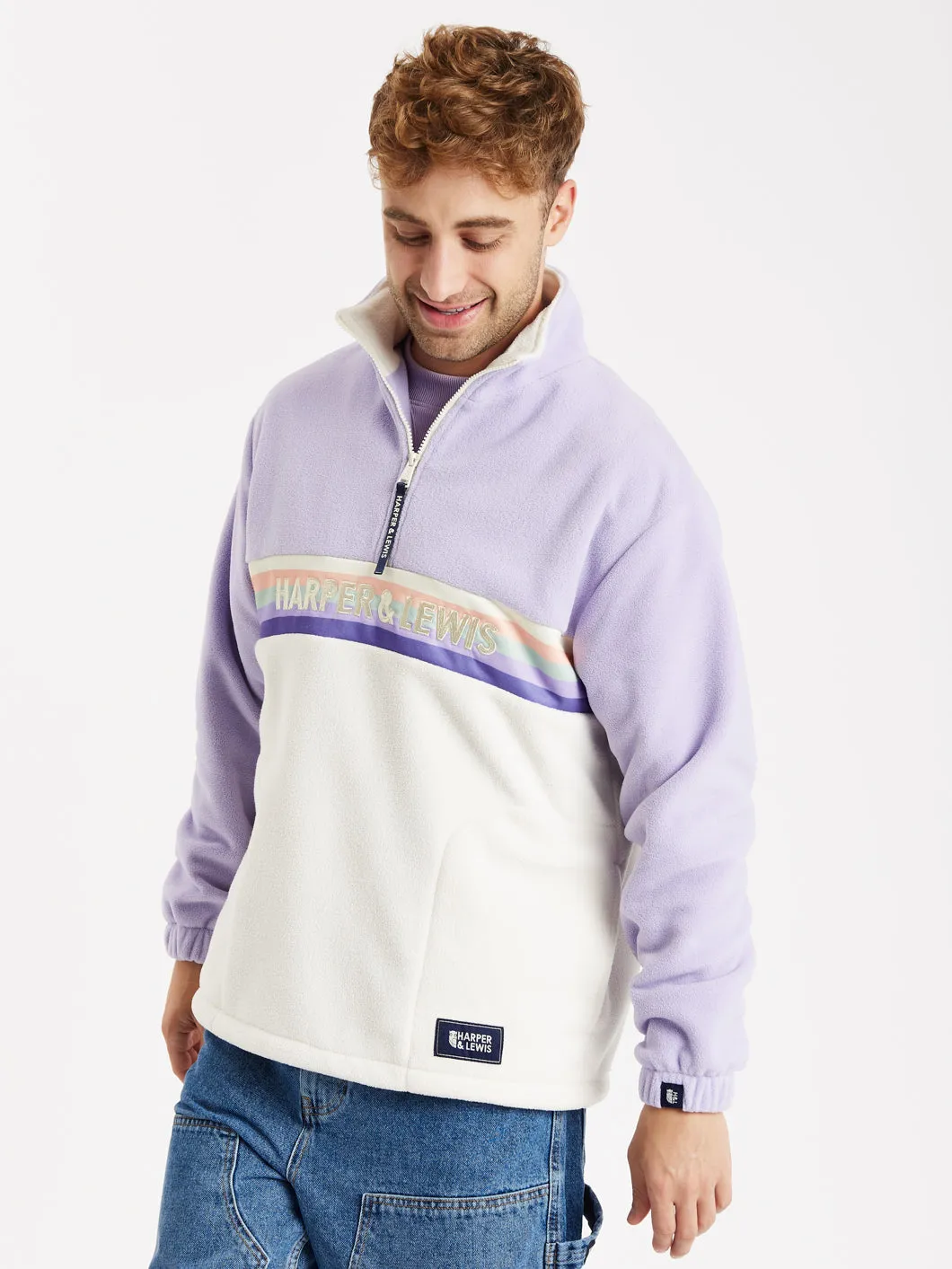 One Eighty 1/4 Zip Fleece Lavender & Cream