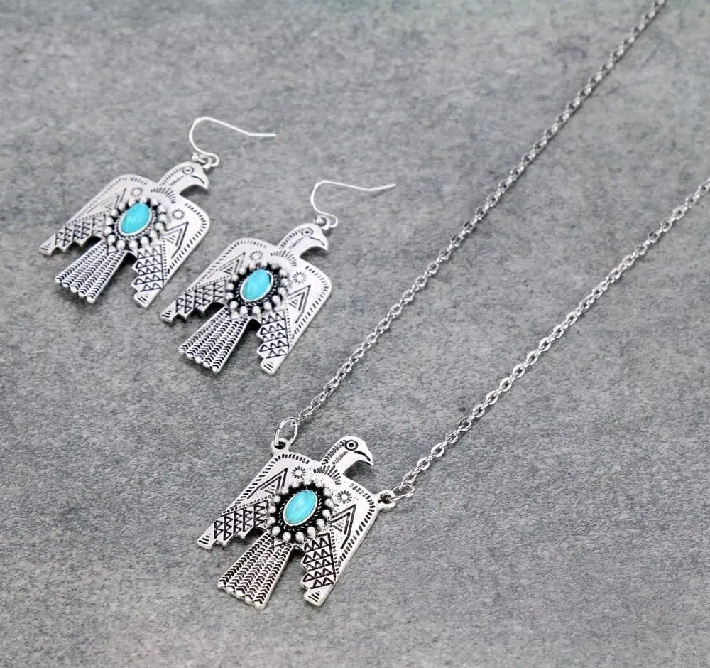 Thunderbird necklace && earrings set